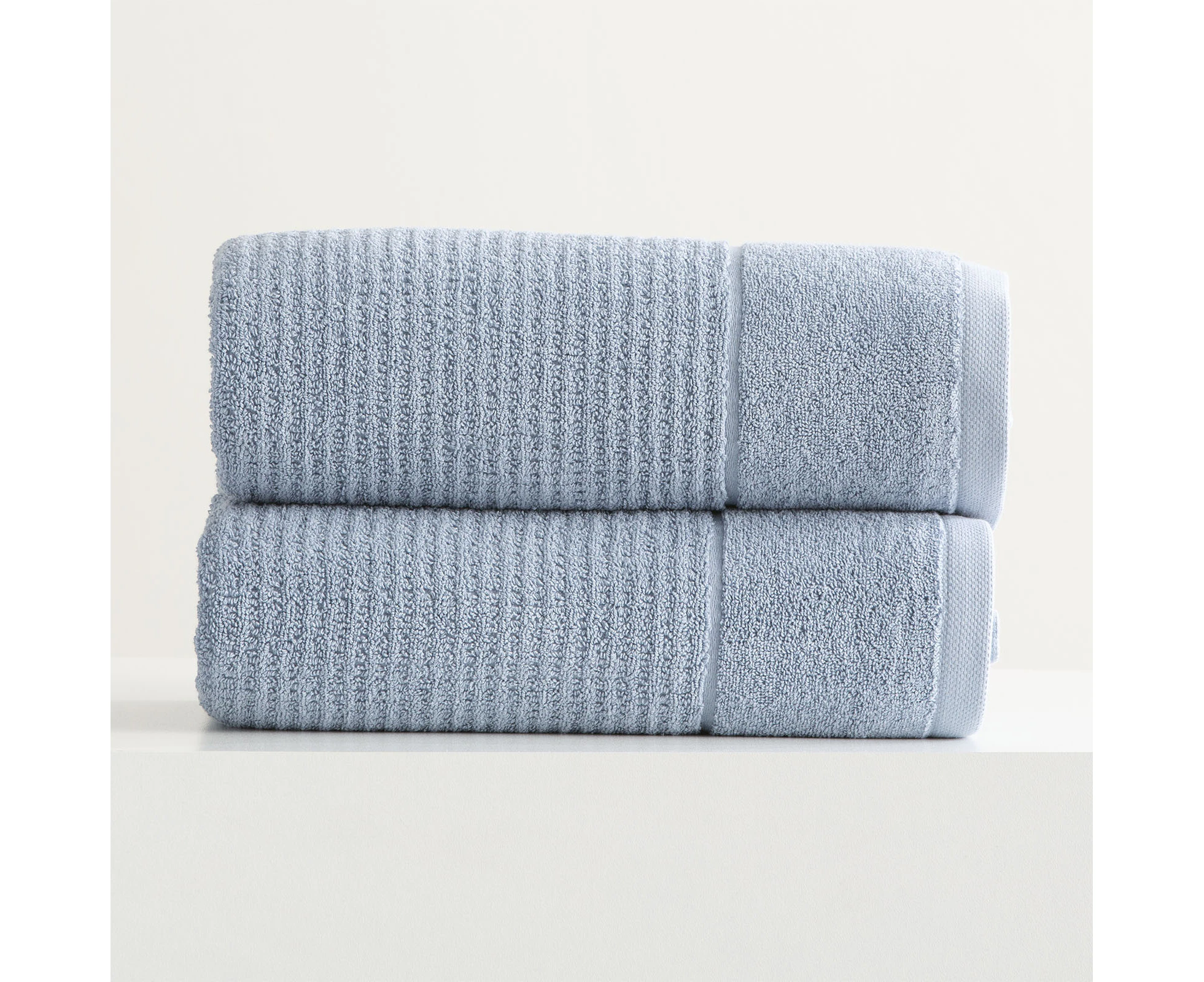 Renee Taylor Cambridge 650 GSM Textured 2 Pack Bath Sheet Blue Mirage By Cloudlinen