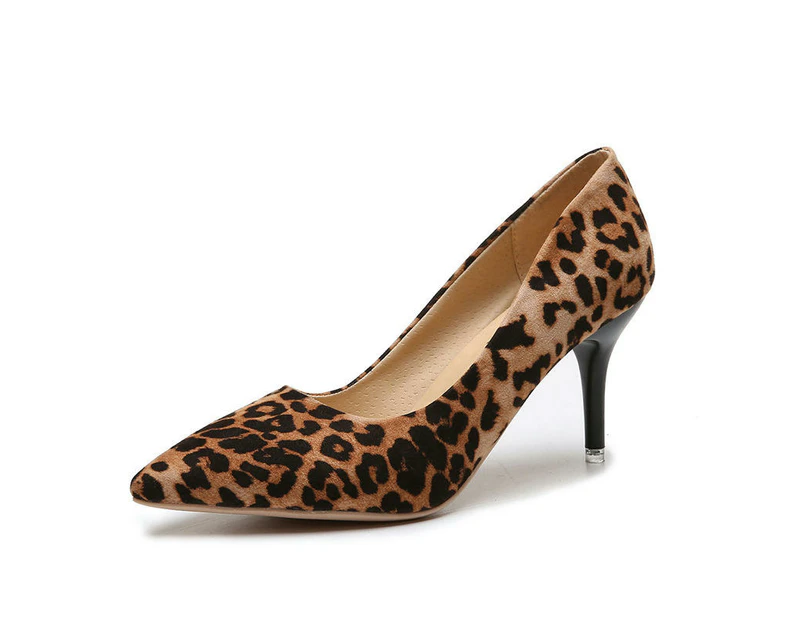 Women's High Heels Pumps Closed Pointed Toe Stiletto Heels Dress Wedding Shoes-Leopard print