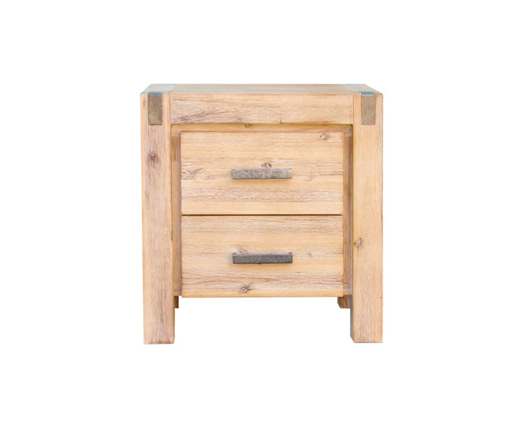 Bedside Table 2 drawers Night Stand Solid Wood Acacia Oak Colour