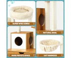 2 In 1 Cat Tree Litter Box Enclosure Scratching Post Tower Kitty Play House Pet Furniture Bed Condo Hammock Entrance Cabin Toilet Washroom