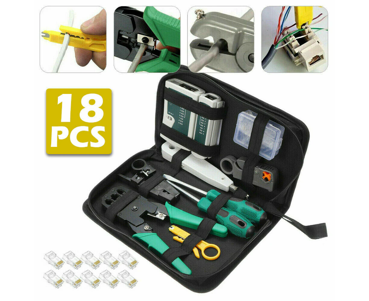 Analyzer Network Cable Tool Kit Lan Crimper Down Wire Stripper Cat5 6 Rj45 Bag