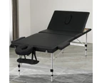 Zenses Massage Table 85cm Portable 3 Fold Aluminium Beauty Bed Black
