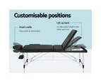 Zenses Massage Table 85cm Portable 3 Fold Aluminium Beauty Bed Black