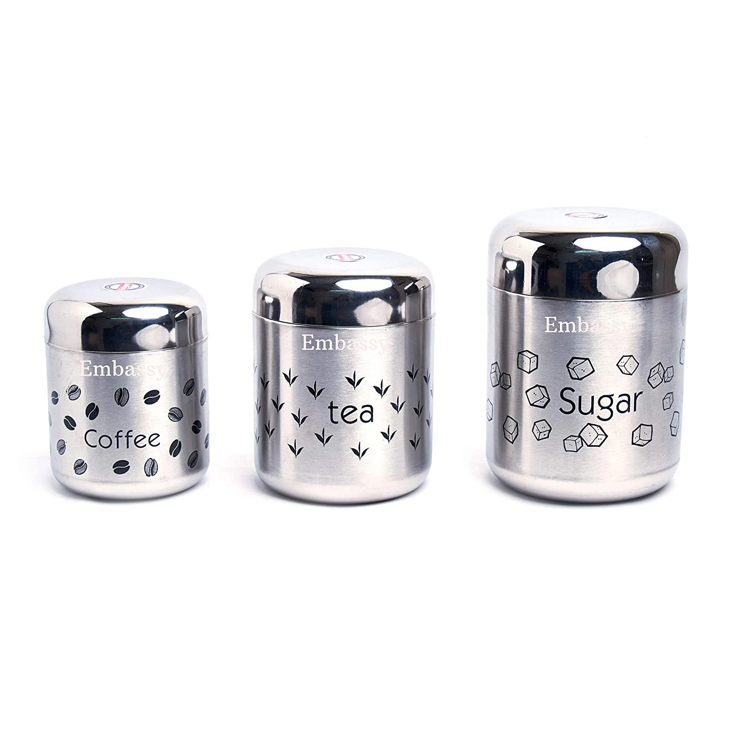 Embassy Canisters - Sugar, Tea, Coffee 3 Pcs Set