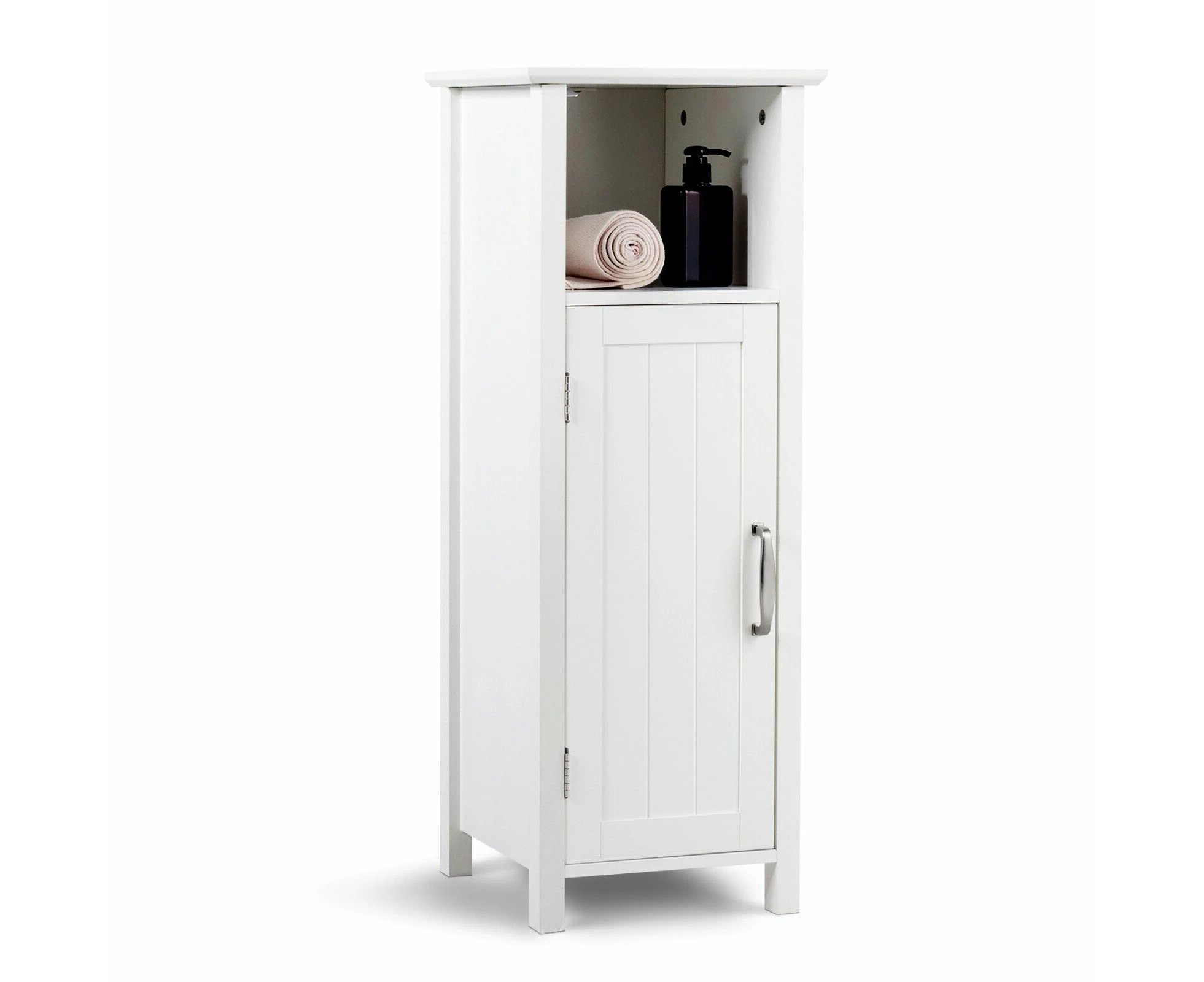 Bathroom Floor Cabinet Wooden Storage Organizer Standing Cupboard White