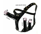 Black Three Dildo Strap Harness Belt Triple Penetration Couples Fetish - Black