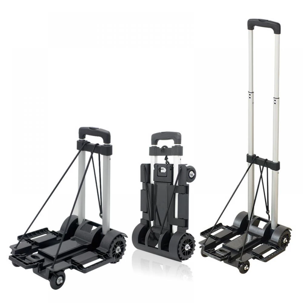 Folding Hand Truck, Expandable Light Weight Luggage Cart with 4 Wheels, Free Bungee Cord,Aluminium Collapsible Dolly Platform Cart for Travel Shopping