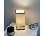 Bedside Table Lamp USB, Desk Lamp Bedroom, Living Room, Dorm, Kids Room, Hotel, Modern Grey Square Fabric Shade (Bulb Included)