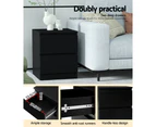 Bedside Table Side Table 2 Drawers Nightstand Bedroom Black