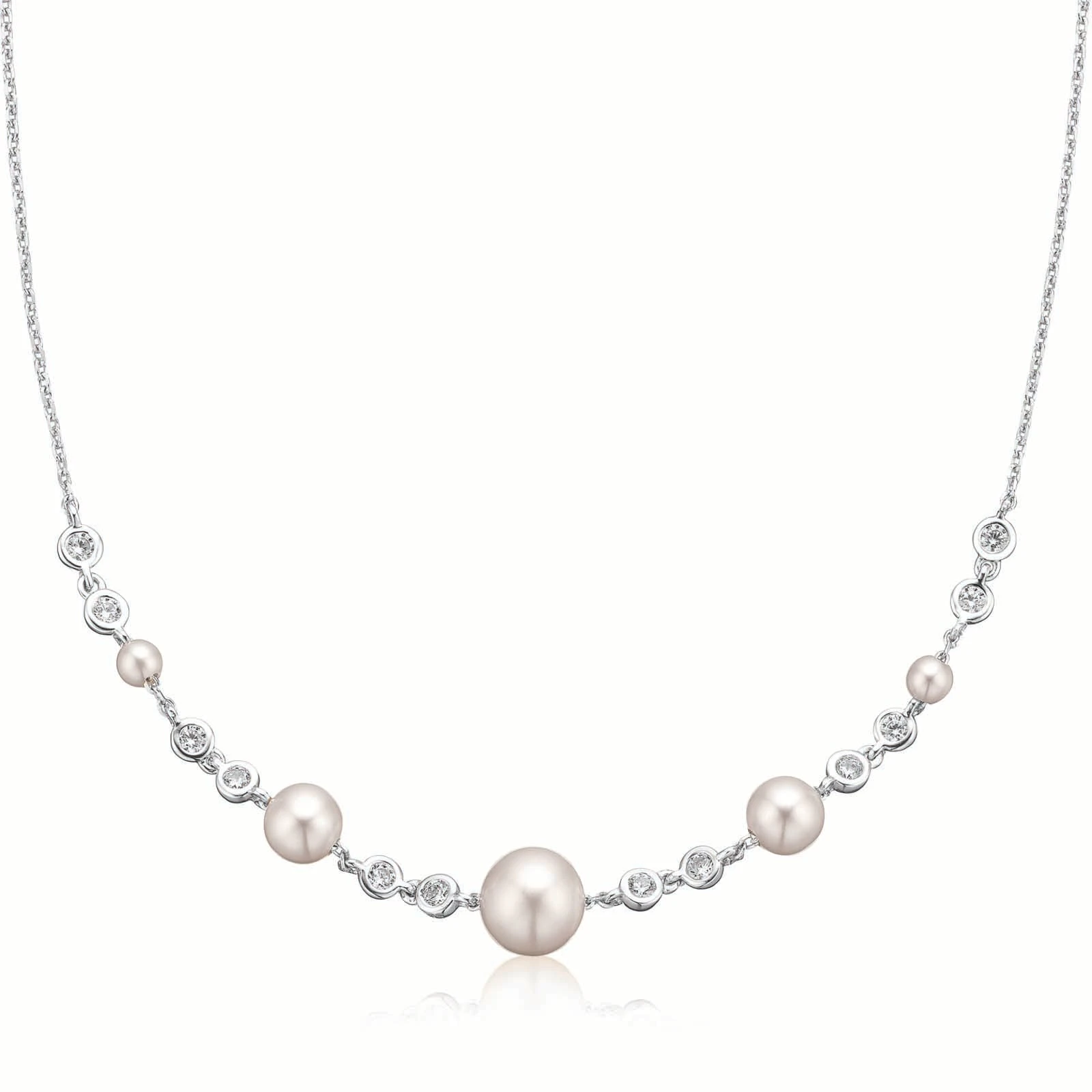 Sterling Silver Fresh Water Pear and Cubic Zirconia Necklace