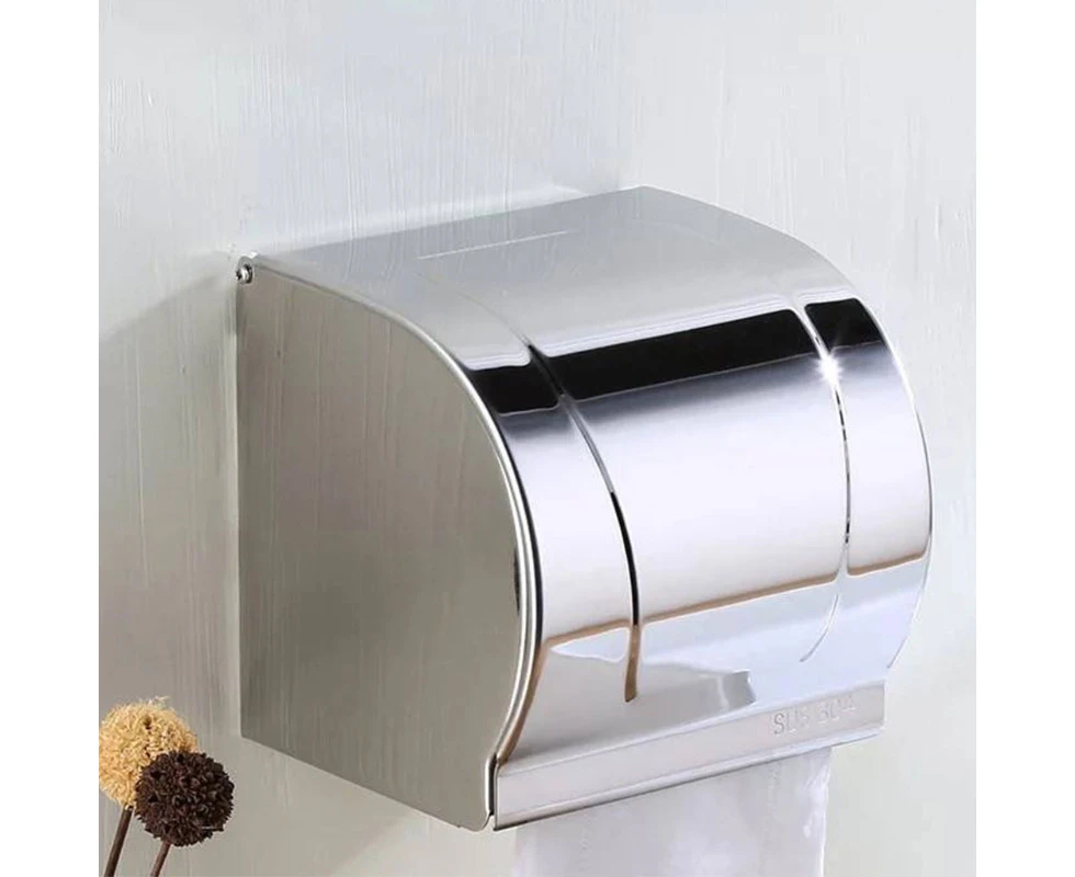 Wall-mounted Tissue Box Stainless Steel Tissue Roll Dispenser Toilet Paper Holder for Bathroom Kitchen Sealed Waterproof