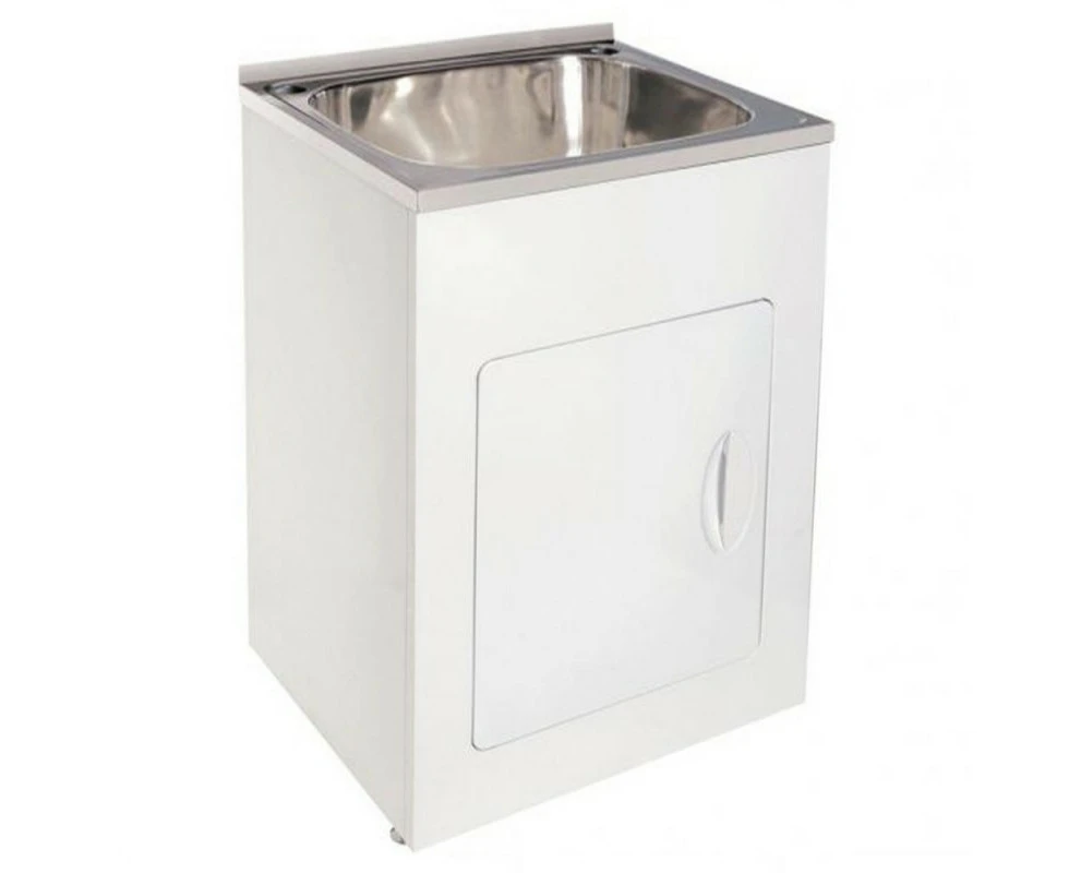 600*500mm (45L) White Polyurethane Laundry Tub Cabinet With Stainless Steel Sink