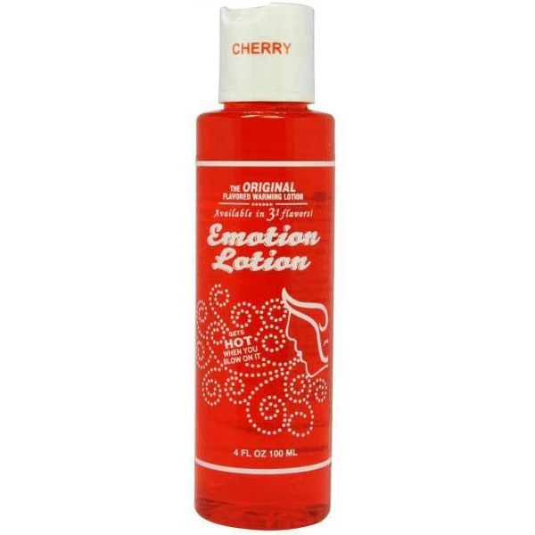 Seductive Pleasure: Emotion Lotion Cherry Edible Warming Massage Lotion, Condom Compatible, 3.38 Oz, For Adult Fun And Sexual Pleasure