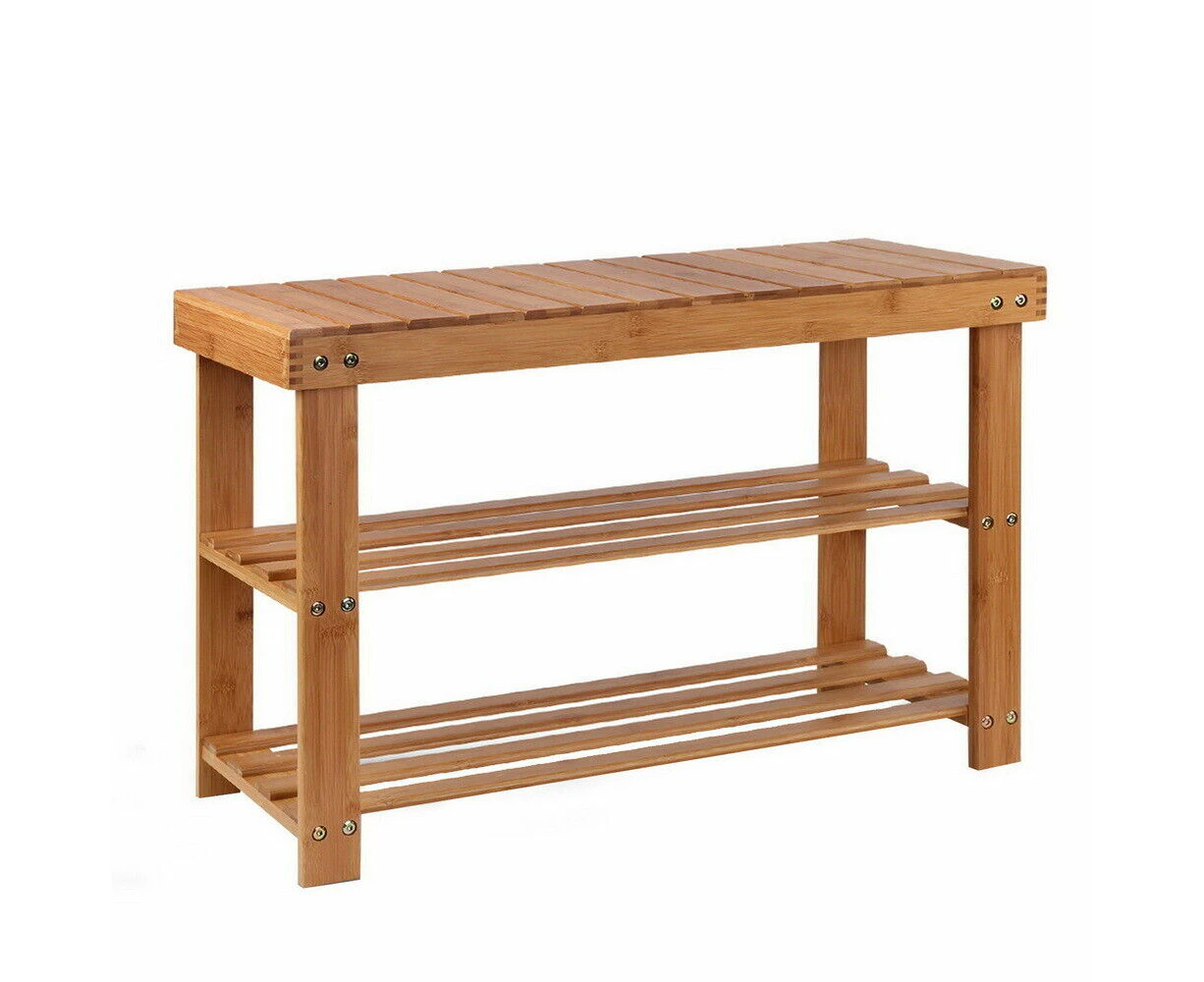 Shoe Rack Cabinet Bamboo Bench Wooden Storage Shelf Stand Organiser Stool