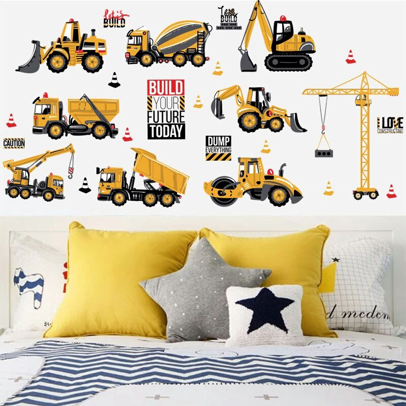 CONSTRUCTION TRUCK TRACTOR 3D WALL STICKER MURAL ART Decal