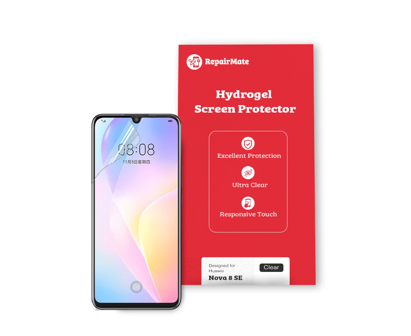 Huawei Nova 8 SE Compatible Hydrogel Screen Protector Full Cover [2 Pack] - (2 X Front + 2 X Back) Protector