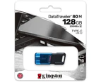Kingston DataTraveler 80 M DT80M 128 GB USB 3.2 (Gen 1) Type C Flash Drive - 200 MB/s Read Speed - 200 MB/s Write Speed