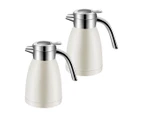 SOGA 2X 1.2L Stainless Steel Kettle Insulated Vacuum Flask Water Coffee Jug Thermal White