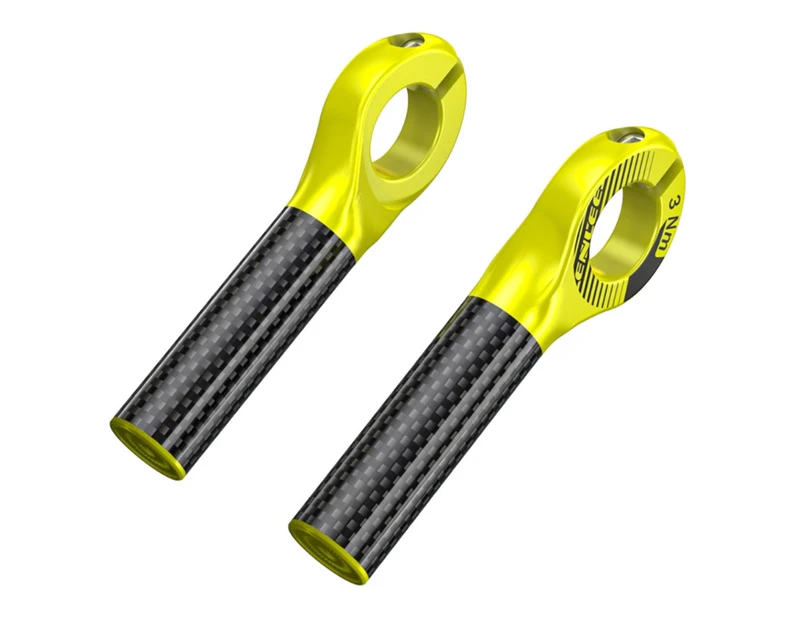 1 Pair Carbon Fiber Handlebar Ends Bar Grips Ends 22.2mm Ergonomic Design Cyling Bike Mountain Bike Handlebar Grips Ends-Color-Fluorescent Yellow