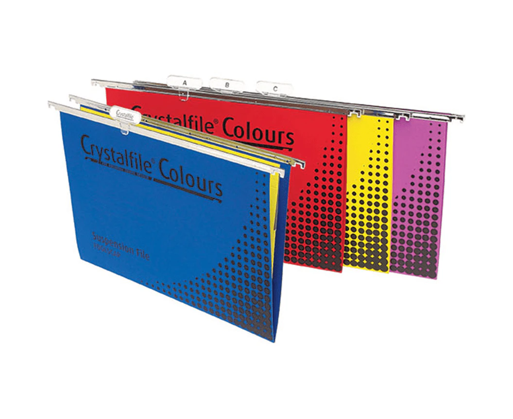 Crystalfile Suspension Files Foolscap Assorted Colours Pack 25