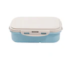 Bento Box Leak Proof Shock-proof Anti-slip 3 Compartments Durable Buckle Food-holder Wear-resistant Portable Bento Lunch Box School Supply - Blue