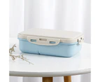 Bento Box Leak Proof Shock-proof Anti-slip 3 Compartments Durable Buckle Food-holder Wear-resistant Portable Bento Lunch Box School Supply - Blue