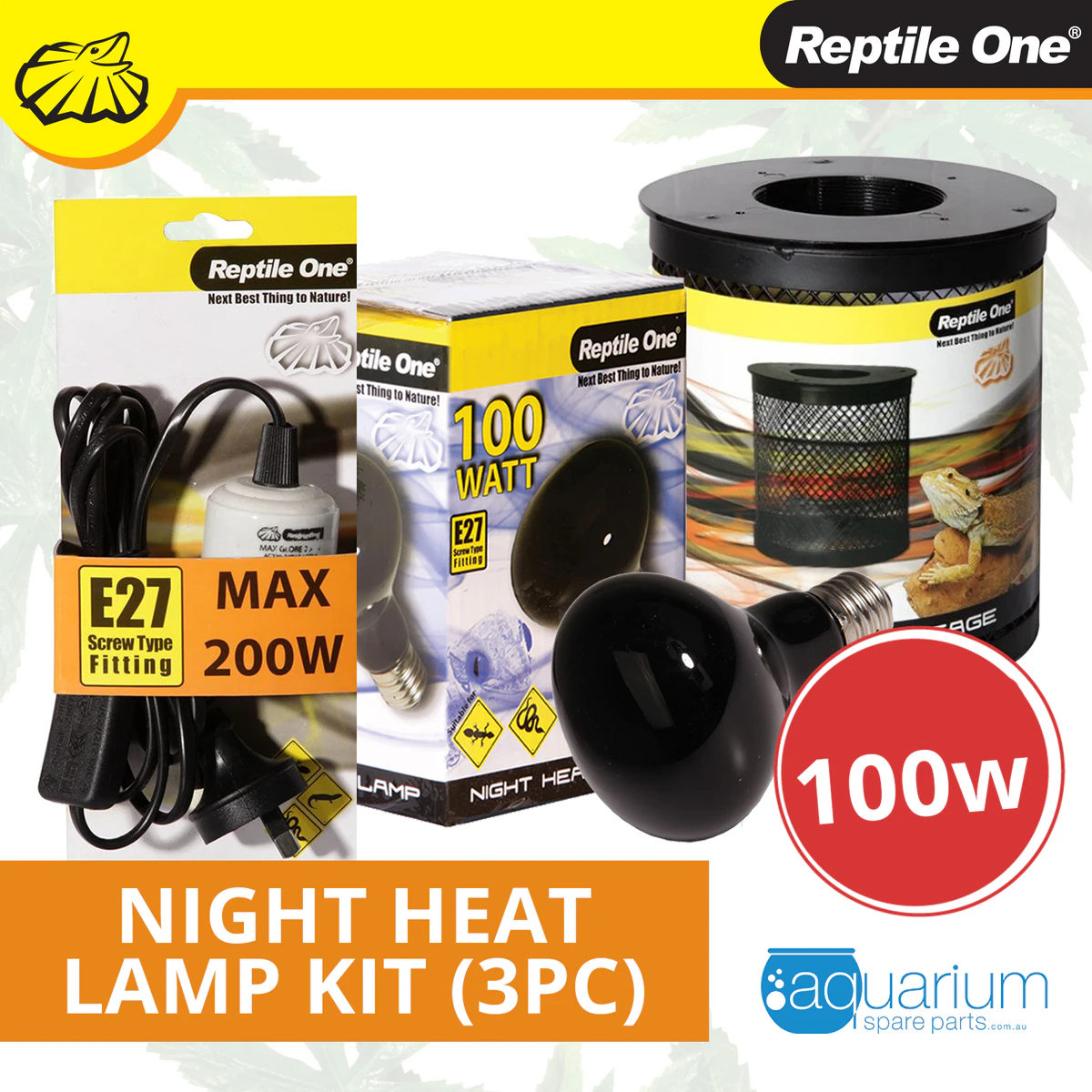 Reptile One Night Heat Lamp Kit 100W (3pc)