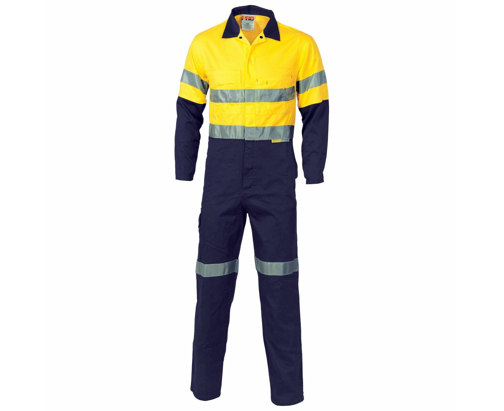 PRO HiVis two tone L.Weight Cott on Coverall with 3M R/Tape  - Yellow