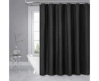 Waffle Weave Heavy Duty Shower Curtain with 12 Hooks, Hotel Luxury Weighted Shower Curtains for Bathroom - Black