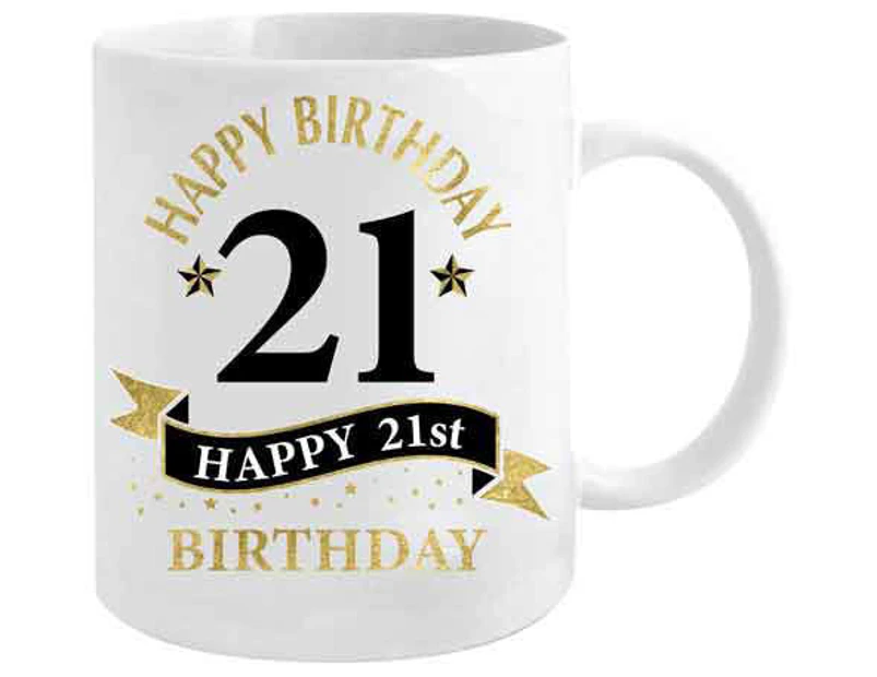 21st Birthday White & Gold Mug