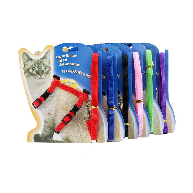 Pet Kitten Cat Walking Harness Lead Nylon Leash Safety Clip Adjustable Collar Au