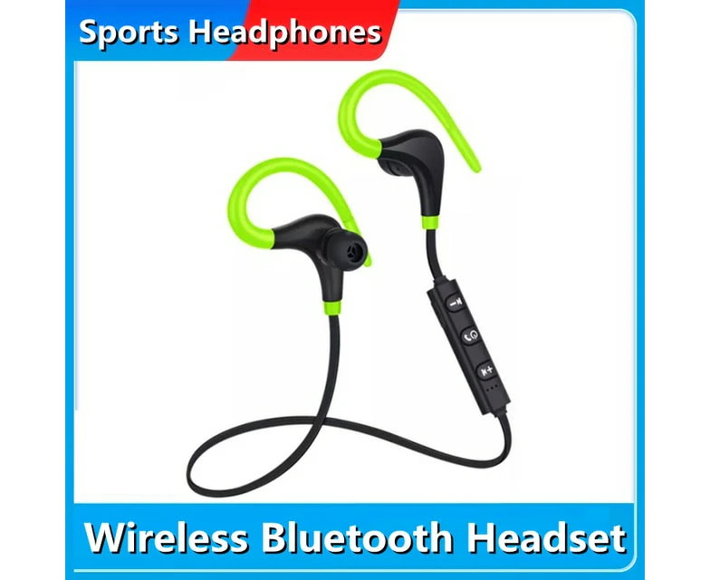 Bluetooth Waterproof Sport Headphones in-ear Ear Hook Wireless Earphones Hanging Neck Music Noise Reduction Headset with Mic - Green