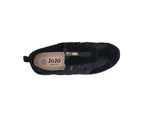 JoJo Avril Ladies Shoes Leather Casual Flats Zip top Elastic Lightweight Comfort - Black