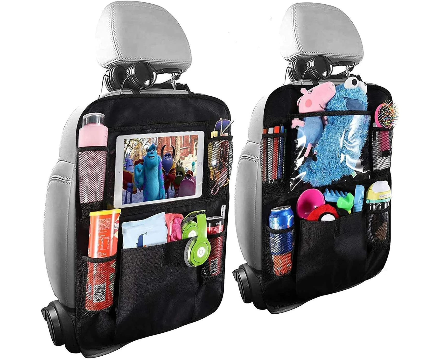 Car Back Seat Organiser Kids Tablet Holder Kick Mats Cover Storage Pockets