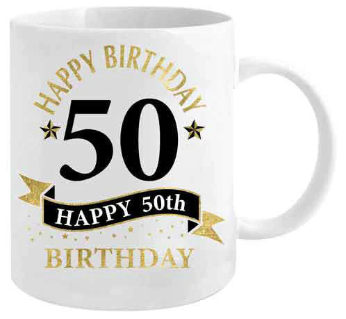 50th Birthday White & Gold Mug