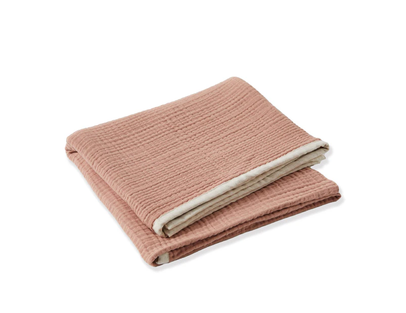 Nordic Kids Luna 4-Layered Muslin Cotton Baby Blanket For Cot/Pram Desert Pink