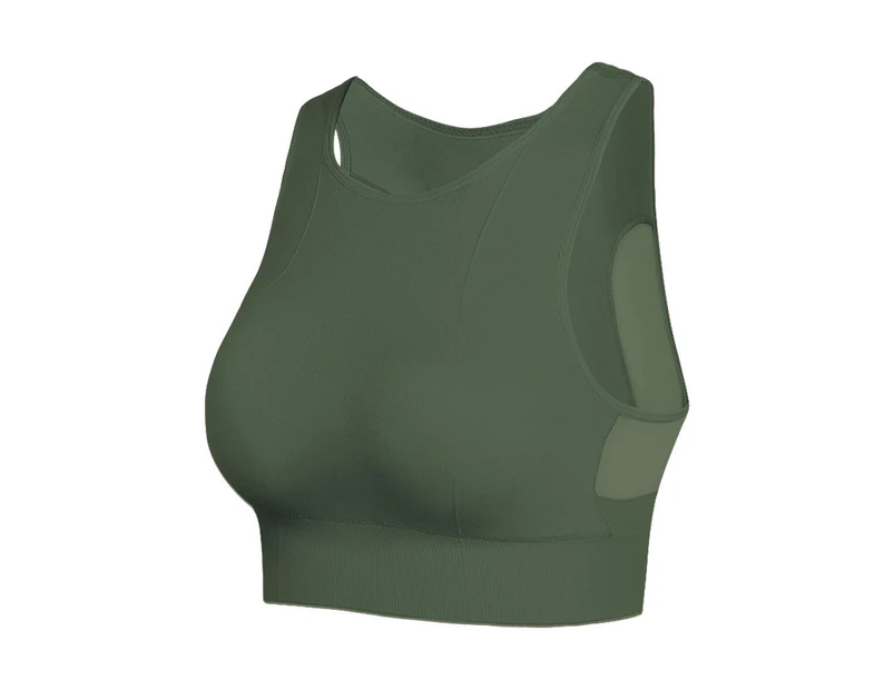 Adore Longline Sports Bra with Removable Pads Racerback Tank Top-DarkGreen