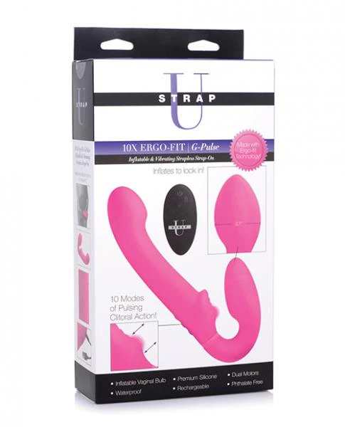 Strap U Ergo-fit G-pulse Inflatable & Vibrating Strapless Strap-on - Pink