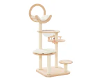 Costway 146cm Wooden Cat Tree Cat Scratching Posts Tower Kitty Condo House Pet Toy w/5 Platform&Clear Bowl