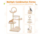 Costway 146cm Wooden Cat Tree Cat Scratching Posts Tower Kitty Condo House Pet Toy w/5 Platform&Clear Bowl