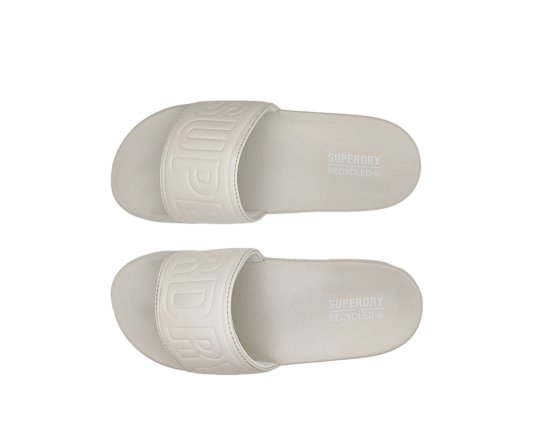 Superdry Code Core Vegan Pool Slide Womens Shoes Slides Recycled Material Slip Ons - Rice White