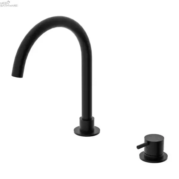 MECCA Hob Round Spout Basin Mixer - Matte Black