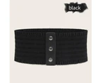 Women's Wide Waist Band Banding Slim Elastic Sealed Lace Decorative Dress Belt-Black