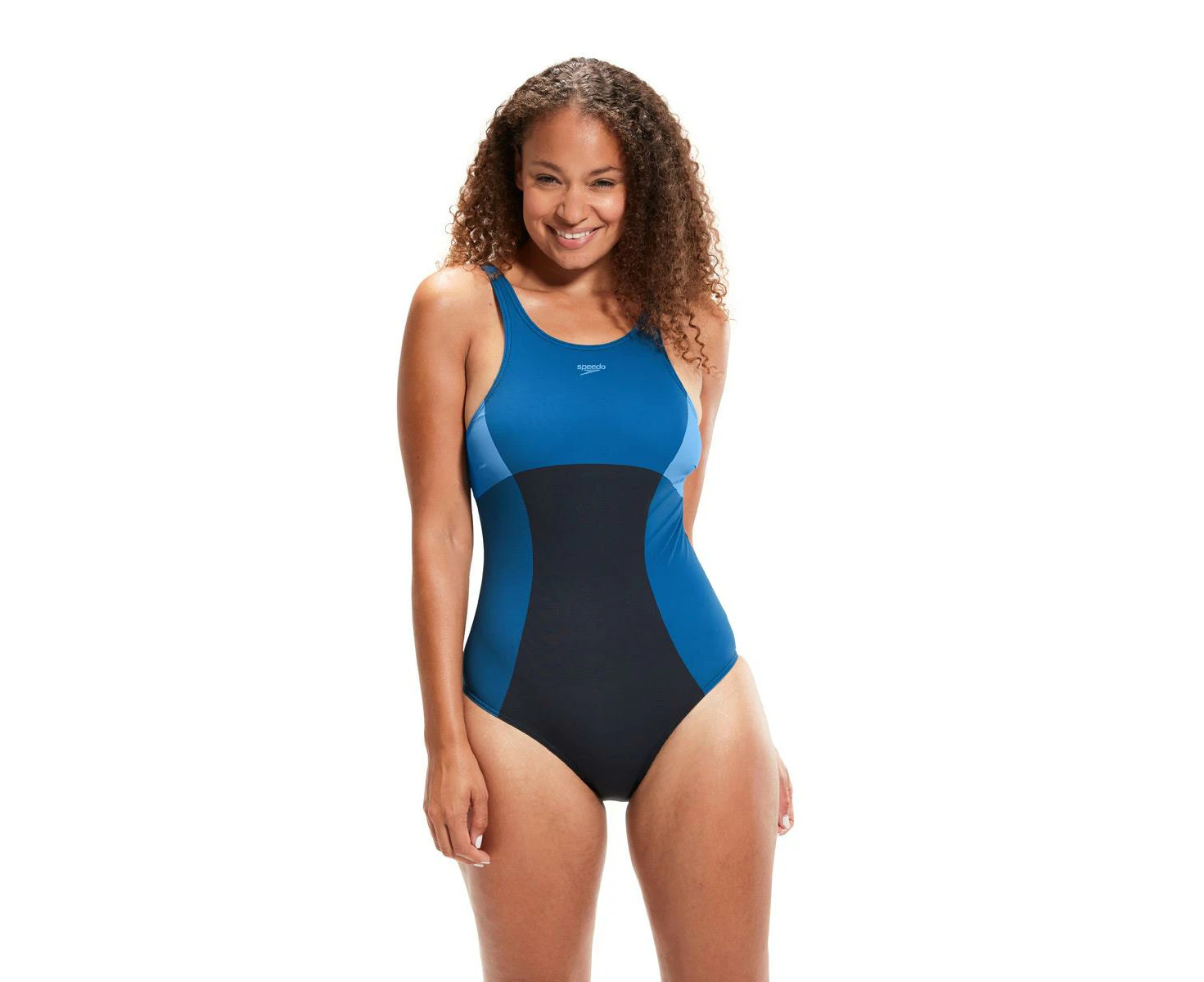 Speedo Shaping Enlace Printed Swimsuit - Black / Blue