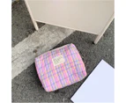 Makeup Bag Reusable Large Capacity Plaid Pattern Korean Style Check Pattern Cosmetic Storage Clutch Bag for Home-C