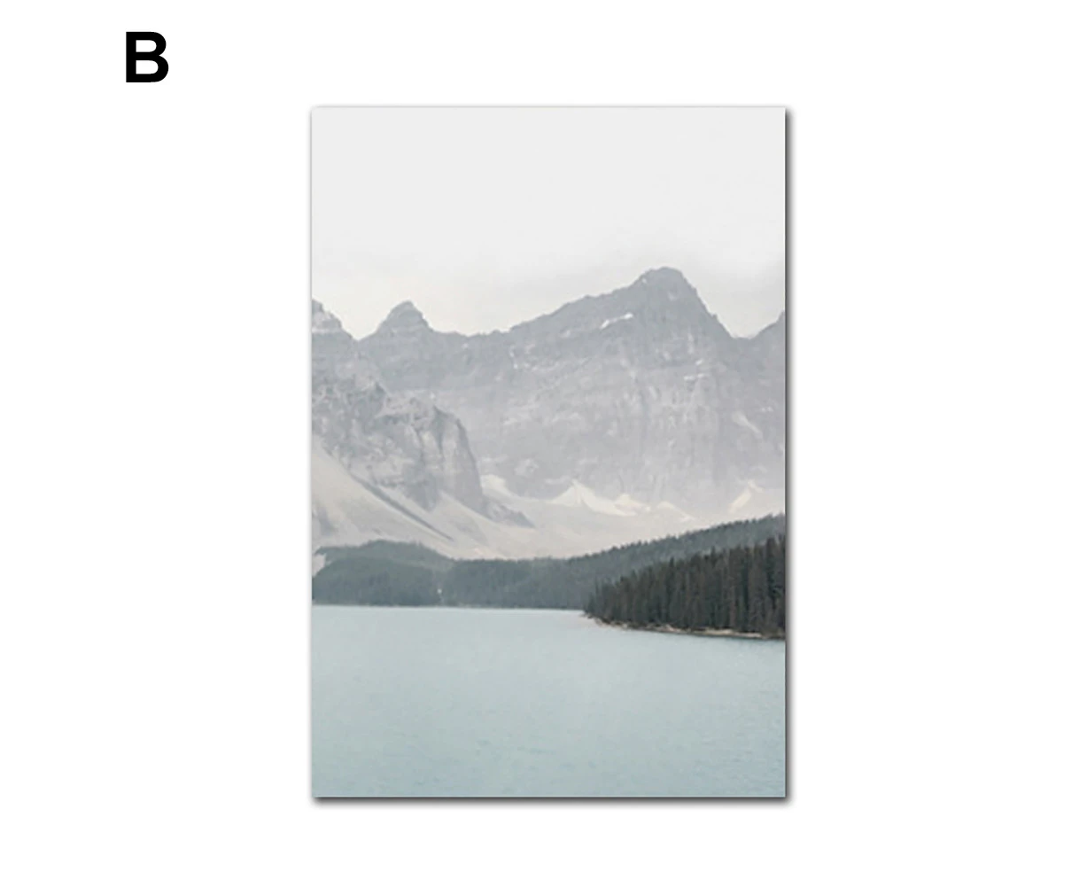 ishuif Mountain Lake Scenery Canvas Painting Living Room Wall Art Picture Poster Decor-B 13x18cm