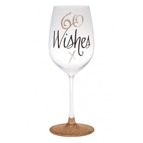 Rose Gold Wine Glass - 60 Wishes