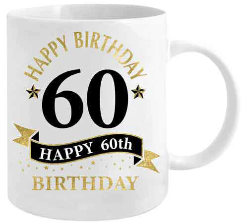 60th Birthday White & Gold Mug