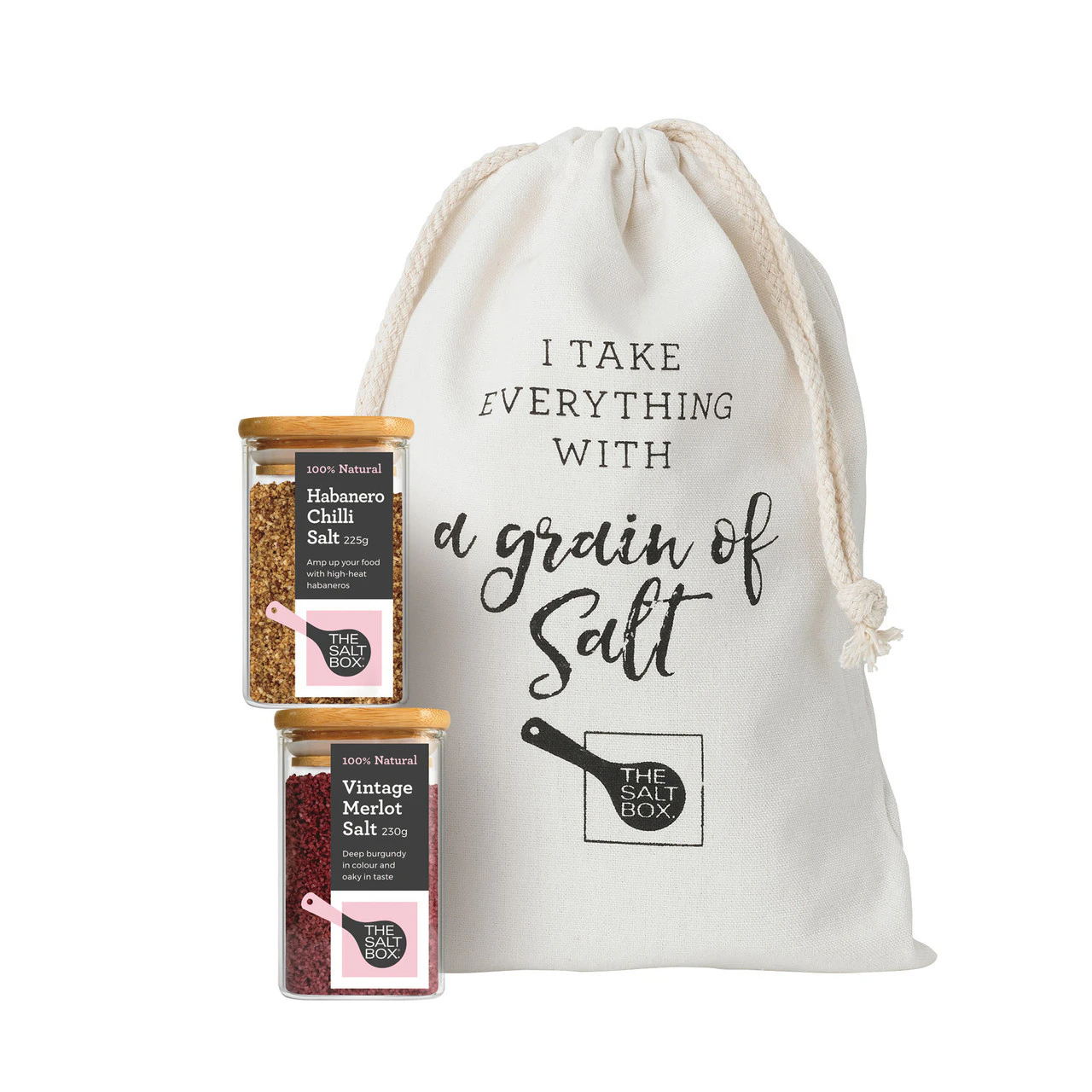 Gourmet Salt Gift Set - Pick & Mix 2 Jars - The Salt Box - Thai Sriracha Salt Jar  175g, Habanero Chilli Salt Jar 225g