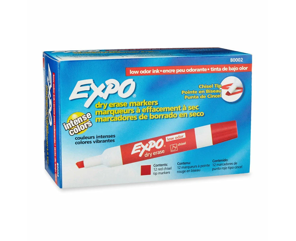 Expo White Board Marker Chisel Tip Red Color Box Of 12 Red